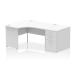 Impulse 1400mm Left Crescent Office Desk White Top Panel End Leg Workstation 800 Deep Desk High Pedestal I000606