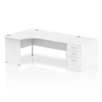 Impulse 1800 Left Hand Panel End Workstation 800 Pedestal Bundle White I000614