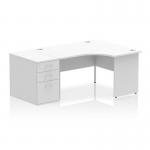 Impulse 1400mm Right Crescent Office Desk White Top Panel End Leg Workstation 800 Deep Desk High Pedestal I000618