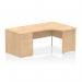 Impulse 1400mm Right Crescent Office Desk Maple Top Panel End Leg Workstation 800 Deep Desk High Pedestal I000620