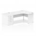 Impulse 1600mm Right Crescent Office Desk White Top Panel End Leg Workstation 800 Deep Desk High Pedestal I000622