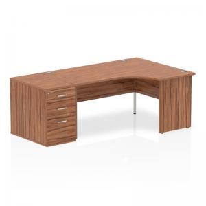 Impulse 1600mm Right Crescent Office Desk Walnut Top Panel End Leg