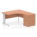 Impulse 1400mm Right Crescent Office Desk Beech Top Cable Managed Leg Workstation 600 Deep Desk High Pedestal I000641