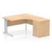 Impulse 1400mm Right Crescent Office Desk Maple Top Cable Managed Leg Workstation 600 Deep Desk High Pedestal I000644