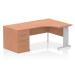 Impulse 1400mm Right Crescent Office Desk Beech Top Cable Managed Leg Workstation 800 Deep Desk High Pedestal I000665