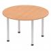 Impulse 1200mm Round Table Oak Top Silver Post Leg I000788