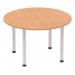 Impulse 1200mm Round Table Oak Top Silver Post Leg I000788