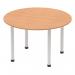 Impulse 1200mm Round Table Oak Top Silver Post Leg I000788
