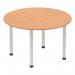 Impulse 1200mm Round Table Oak Top Silver Post Leg I000788