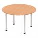 Impulse 1200mm Round Table Oak Top Silver Post Leg I000788