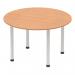 Impulse 1200mm Round Table Oak Top Silver Post Leg I000788