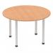Impulse 1200mm Round Table Oak Top Silver Post Leg I000788