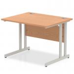 Impulse 1000/800 Rectangle Silver Cantilever Leg Desk Oak I000805