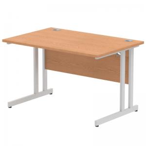 Impulse 1200 x 800mm Straight Office Desk Oak Top Silver Cantilever