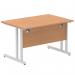 Impulse 1200 x 800mm Straight Office Desk Oak Top Silver Cantilever Leg I000806