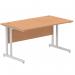 Impulse 1400 x 800mm Straight Office Desk Oak Top Silver Cantilever Leg I000807