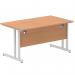 Impulse 1400 x 800mm Straight Office Desk Oak Top Silver Cantilever Leg I000807