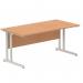 Impulse 1600 x 800mm Straight Office Desk Oak Top Silver Cantilever Leg I000808