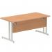 Impulse 1600 x 800mm Straight Office Desk Oak Top Silver Cantilever Leg I000808