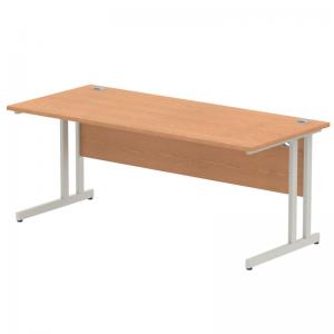 Impulse 1800 x 800mm Straight Office Desk Oak Top Silver Cantilever