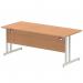 Impulse 1800 x 800mm Straight Office Desk Oak Top Silver Cantilever Leg I000809