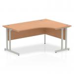 Impulse 1600mm Right Crescent Office Desk Oak Top Silver Cantilever Leg I000823