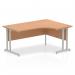 Impulse 1600mm Right Crescent Office Desk Oak Top Silver Cantilever Leg I000823