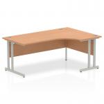 Impulse 1800mm Right Crescent Office Desk Oak Top Silver Cantilever Leg I000825