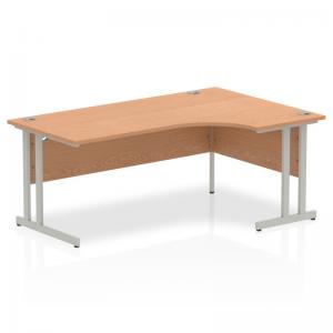 Impulse 1800mm Right Crescent Office Desk Oak Top Silver Cantilever