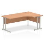 Impulse 1800mm Right Crescent Office Desk Oak Top Silver Cantilever Leg I000825