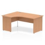 Impulse 1600mm Left Crescent Office Desk Oak Top Panel End Leg I000844
