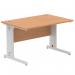 Impulse 1200 x 800mm Straight Office Desk Oak Top Silver Cable Managed Leg I000850