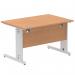 Impulse 1200 x 800mm Straight Office Desk Oak Top Silver Cable Managed Leg I000850