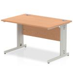 Impulse 1200 x 800mm Straight Office Desk Oak Top Silver Cable Managed Leg I000850