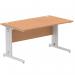 Impulse 1400 x 800mm Straight Office Desk Oak Top Silver Cable Managed Leg I000851