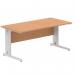 Impulse 1600 x 800mm Straight Office Desk Oak Top Silver Cable Managed Leg I000852