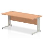 Impulse 1800 x 800mm Straight Office Desk Oak Top Silver Cable Managed Leg I000853