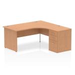 Impulse 1600mm Right Crescent Office Desk Oak Top Panel End Leg Workstation 600 Deep Desk High Pedestal I000883