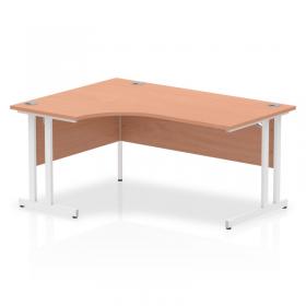 Impulse 1600mm Left Crescent Office Desk Beech Top White Cantilever Leg I001875
