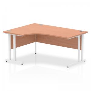 Impulse 1600mm Left Crescent Office Desk Beech Top White Cantilever