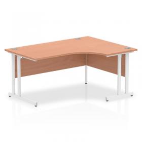 Impulse 1600mm Right Crescent Office Desk Beech Top White Cantilever Leg I001876