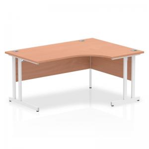Impulse 1600mm Right Crescent Office Desk Beech Top White Cantilever