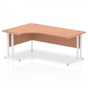 Impulse 1800mm Left Crescent Office Desk Beech Top White Cantilever