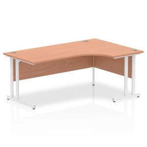 Impulse 1800mm Right Crescent Office Desk Beech Top White Cantilever