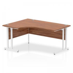Impulse 1600mm Left Crescent Office Desk Walnut Top White Cantilever