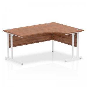 Impulse 1600mm Right Crescent Office Desk Walnut Top White Cantilever