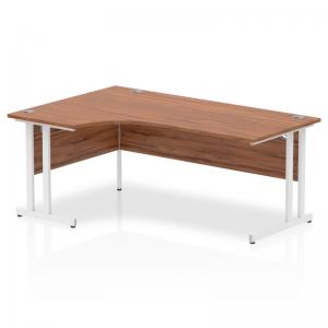Impulse 1800mm Left Crescent Office Desk Walnut Top White Cantilever