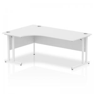 Impulse 1800mm Left Crescent Office Desk White Top White Cantilever