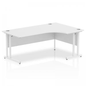 Impulse 1800mm Right Crescent Office Desk White Top White Cantilever