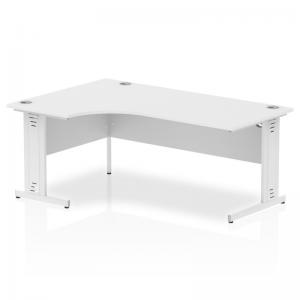 Impulse 1800mm Left Crescent Office Desk White Top White Cable Managed